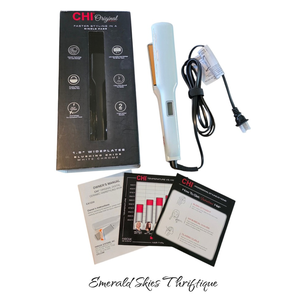Chi original digital 1.5 wideplates blushing bride white chrome straightener